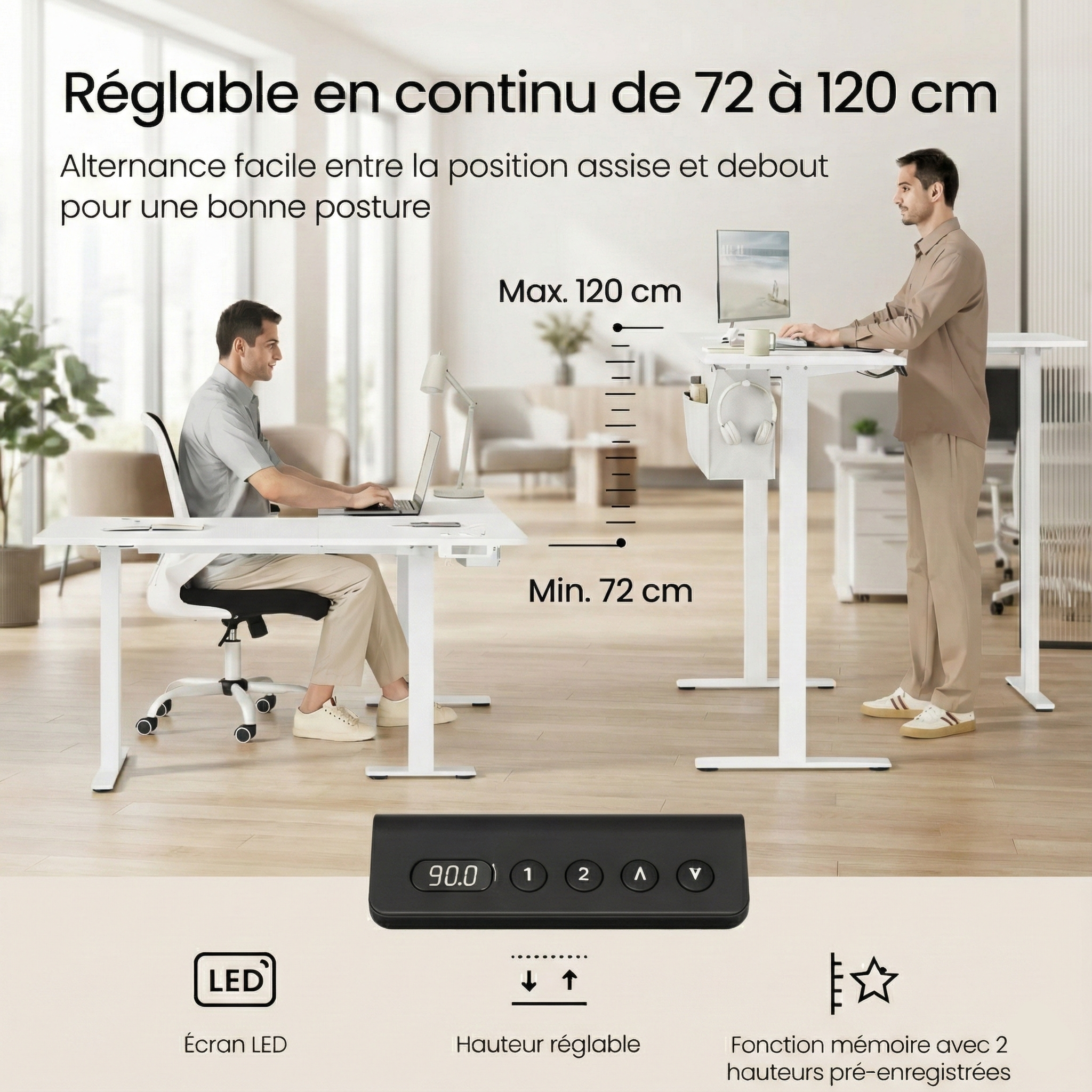 Bureau assis debout en L Worklift